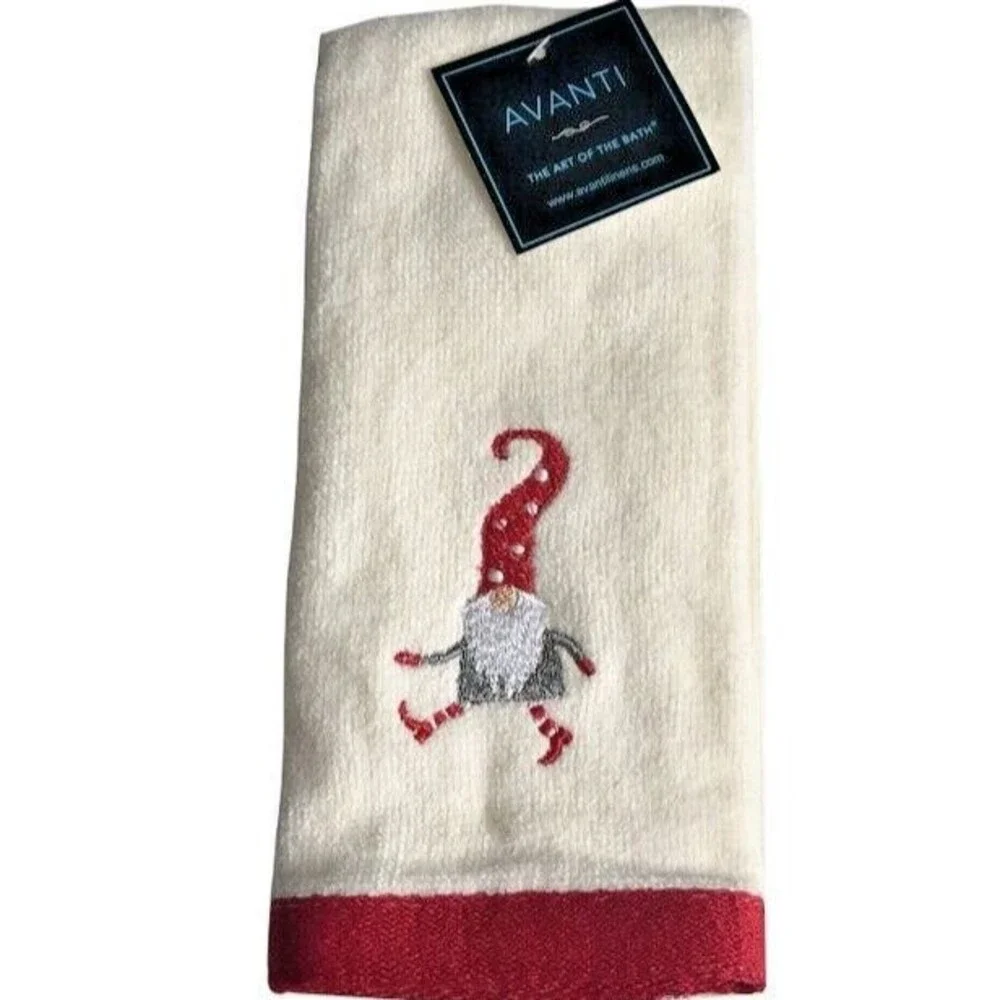 Avanti Christmas Fingertip Towel Gnome Walk Embroidered Holiday 11x18